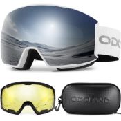 RRP £48.19 Odoland OTG Ski Goggles Set with Detachable Lens