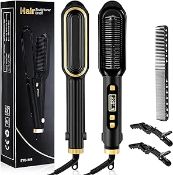 RRP £27.83 Hair Straightening Brush 2 in 1 30s Fast Heating LCD