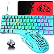 RRP £45.76 60% UK Layout Wired Gaming Keyboard and Mouse 62Keys