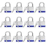 RRP £37.36 Belle Vous Heavy Duty Laminated Steel Shackle Padlocks with 2 Keys (12 Pack)