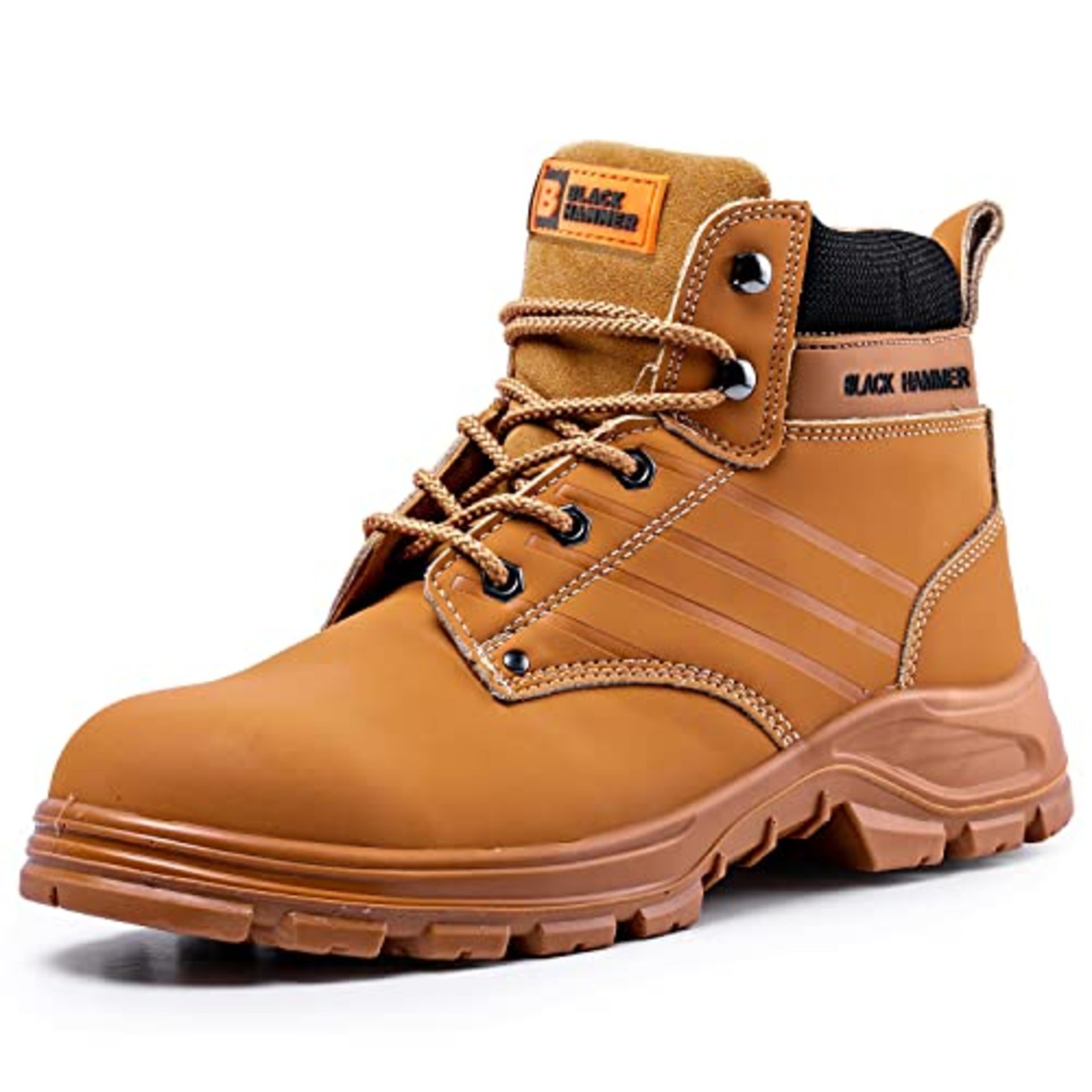 RRP £50.91 Black Hammer Mens Work Boots Tan | Steel toe Cap Safety Boots