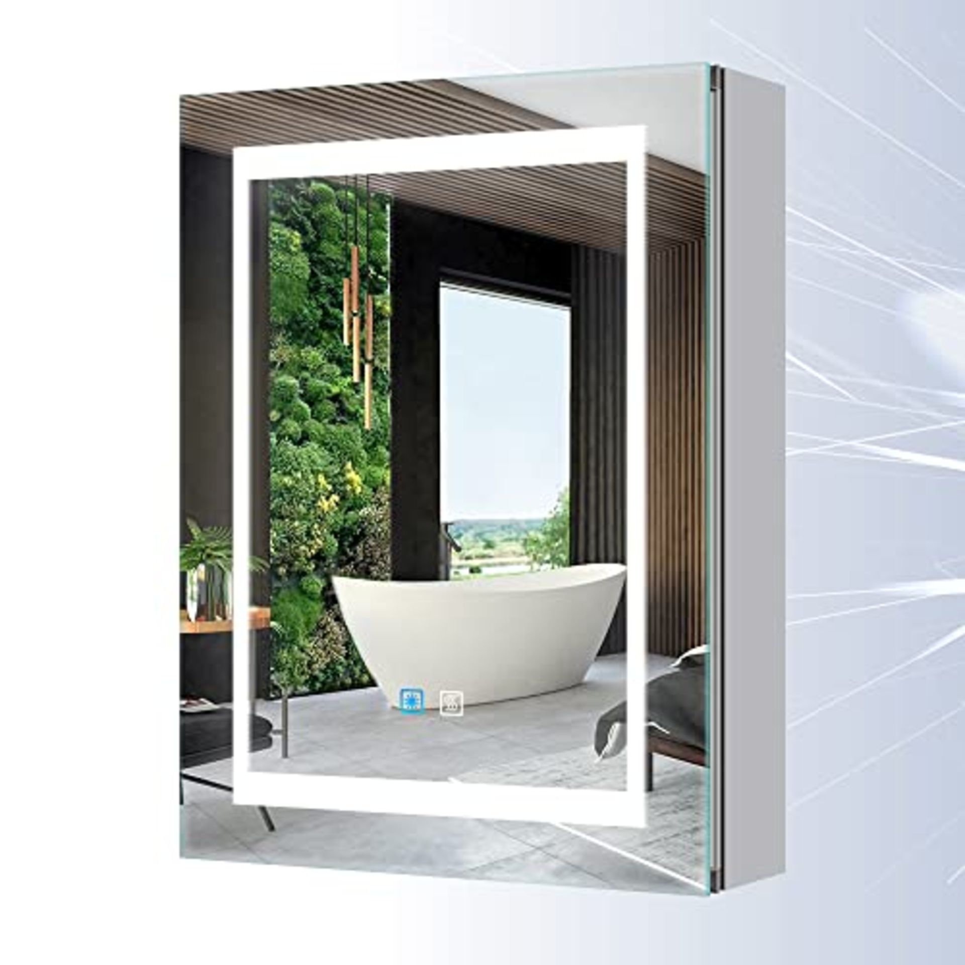 RRP £242.00 Tokvon Viewfinder Bathroom Mirror Cabinet with Backlit