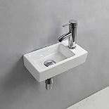 RRP £54.03 Wall Hung Basin Sink Small Cloakroom Basin Rectangle Ceramic Wash Basin