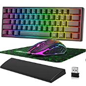 RRP £42.42 60% Wireless Gaming Keyboard & Mouse & Wrist Rest Combo