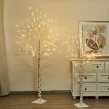 RRP £62.62 EAMBRITE White Christmas Twig Trees Set of 6FT