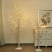 RRP £62.62 EAMBRITE White Christmas Twig Trees Set of 6FT