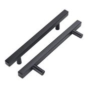 RRP £21.20 LONTAN 10 Pack Black Kitchen Cupboard Handles 128mm Black Cupboard Handles