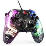 RRP £45.49 GameSir T4 Kaleid Transparent Wired Gaming Controller for Windows 10/11