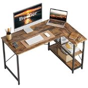 RRP £111.65 Bestier L Shaped Desk Small Corner Desk with Shelves