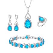 RRP £29.02 Clearine Jewellery Set for Women Silver Plated Blue