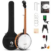 RRP £171.16 Vangoa 5 String Banjo Remo Head Closed Solid Back with beginner Kit