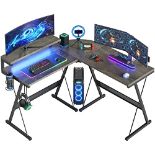 RRP £106.66 Bestier L Shaped Gaming Desk Computer Desk with LED