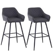 RRP £140.69 AINPECCA Bar stools Set of 2 Dark Gray Faux Leather