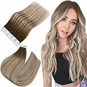 RRP £58.71 Easyouth Human Hair Extensions Tape in Real Hair Balayage