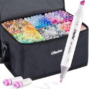 RRP £160.47 Ohuhu 320 colours Dual Tips Permanent Marker Pens Art Markers for Adults