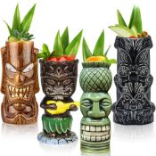 RRP £40.19 Tiki Mugs Glasses Tiki Mug for Cocktails Set of 4 Large