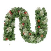 RRP £24.55 6ft/1.8m Christmas Garland with Pine Cones Red Berries