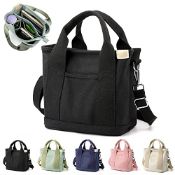 RRP £14.50 TIAASTAP Canvas Tote Bag for Women Multi-Pocket Handbags