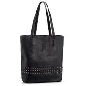 RRP £23.17 Womens Tote Bag Vegan Leather Shopper Bag Fashion Rivets