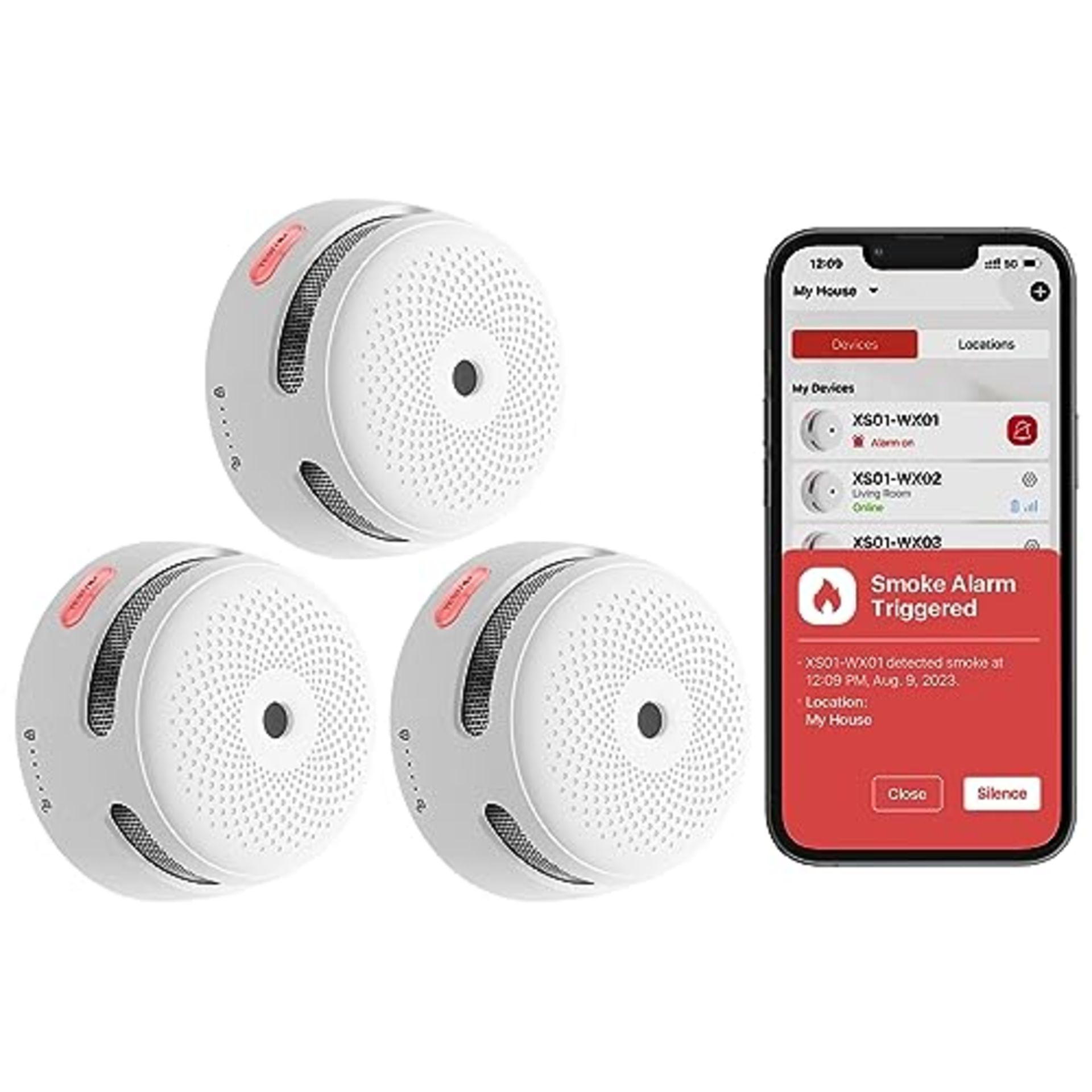 RRP £78.15 X-Sense Wi-Fi Smoke Alarm Detector with Replaceable Battery