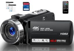 RRP £145.15 Video Camera Camcorder 4K 48MP with IR Night Vision