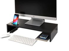 RRP £22.32 Ttap Black Wooden Monitor Single Shelf Stand Computer