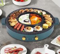 RRP £72.59 Hot Pot Grill 2-IN-1 Electric Grill with Hot Pot 42cm Korean BBQ Grill Indoor