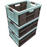 RRP £35.67 5 x 32 Litre Extra Strong Folding Plastic Stacking Storage Crates Box