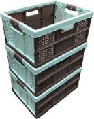RRP £35.67 5 x 32 Litre Extra Strong Folding Plastic Stacking Storage Crates Box
