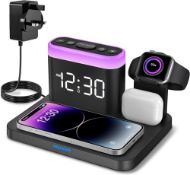 RRP £44.65 Wireless Charging Station-5 in 1 Wireless Charger Stand with Alarm Clock