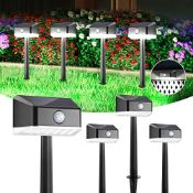 RRP £33.85 Linkind 4 Pack Solar Lights Outdoor Garden with Motion Sensor