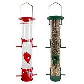 RRP £18.97 Urban Deco Bird Feeders Hanging Plastic Tube Bird Seed