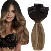 RRP £161.86 Vivien Ombre Seamless Hair Extensions Clip in Human