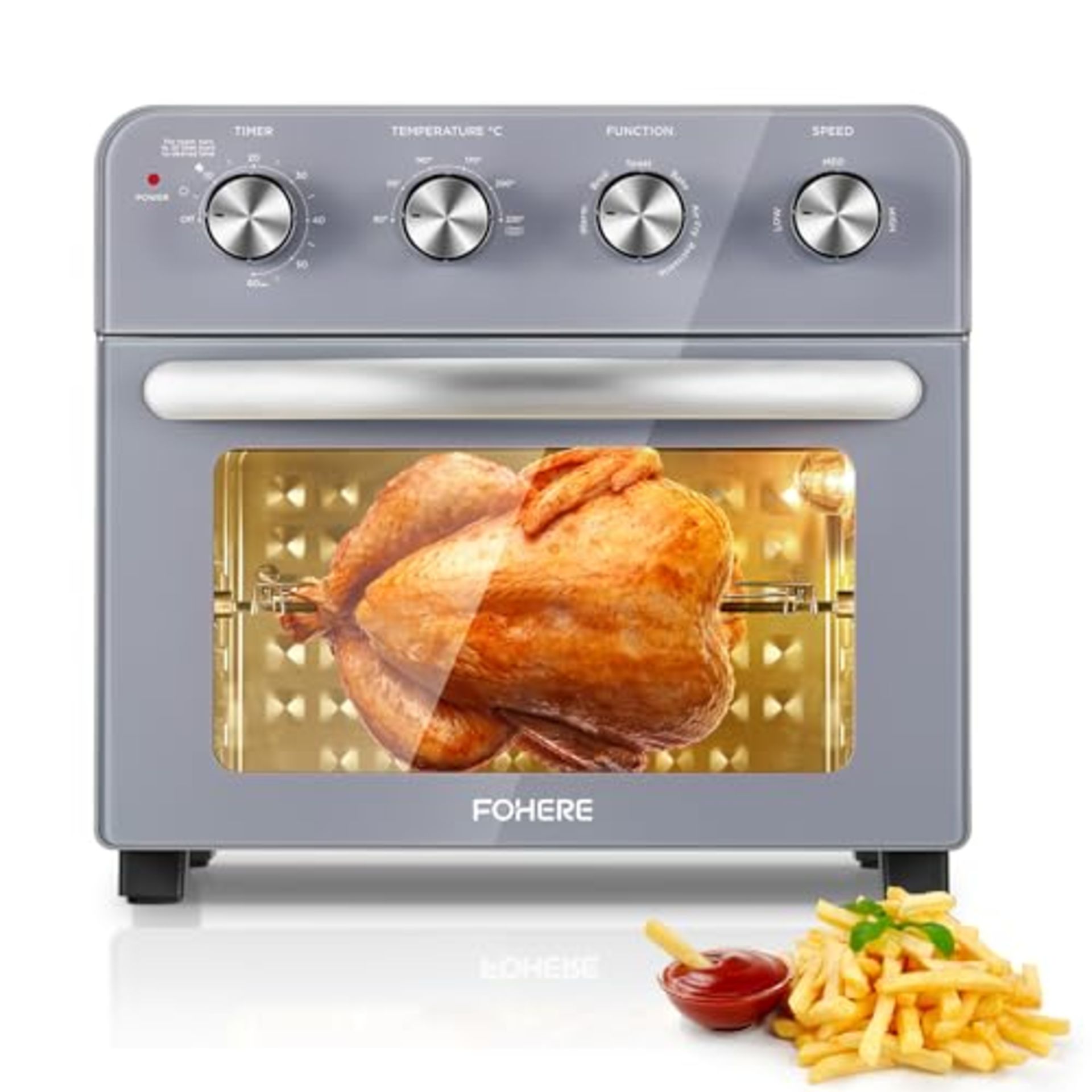 RRP £167.49 FOHERE Air Fryer Oven with Rotisserie 23L Mini Oven