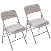 RRP £97.14 LeChamp Fabric Padded Folding Chairs Indoor Metal Folding