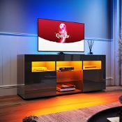 RRP £139.57 ELEGANT Black TV Stand Cabinet 120cm High Gloss TV Unit with LED Lights