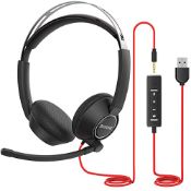 RRP £27.67 BINNUNE USB Headset with Microphone for Laptop PC Cell