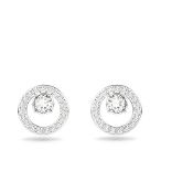 RRP £63.02 Swarovski Creativity stud earrings, Circle, White, Rhodium plated