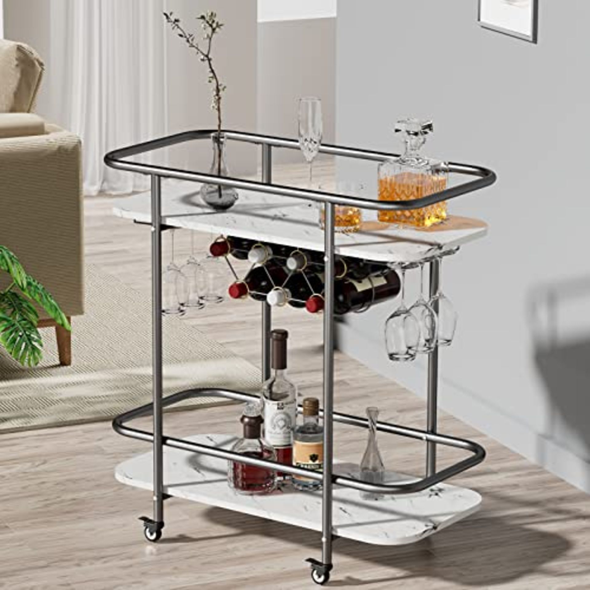 RRP £92.76 DAWNYIELD 2 Tier Mobile Drinks Trolley Bar Serving