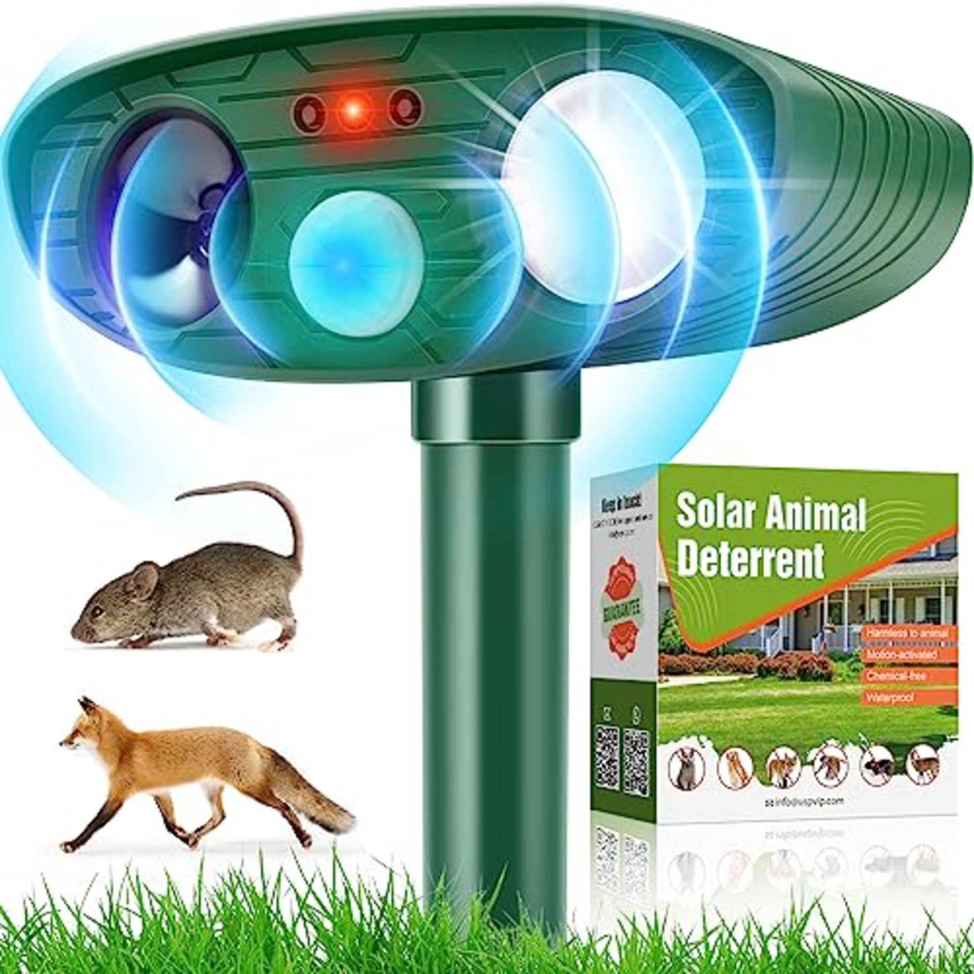 RRP £22.82 Solar Animal Repeller Ultrasonic Repeller Waterproof