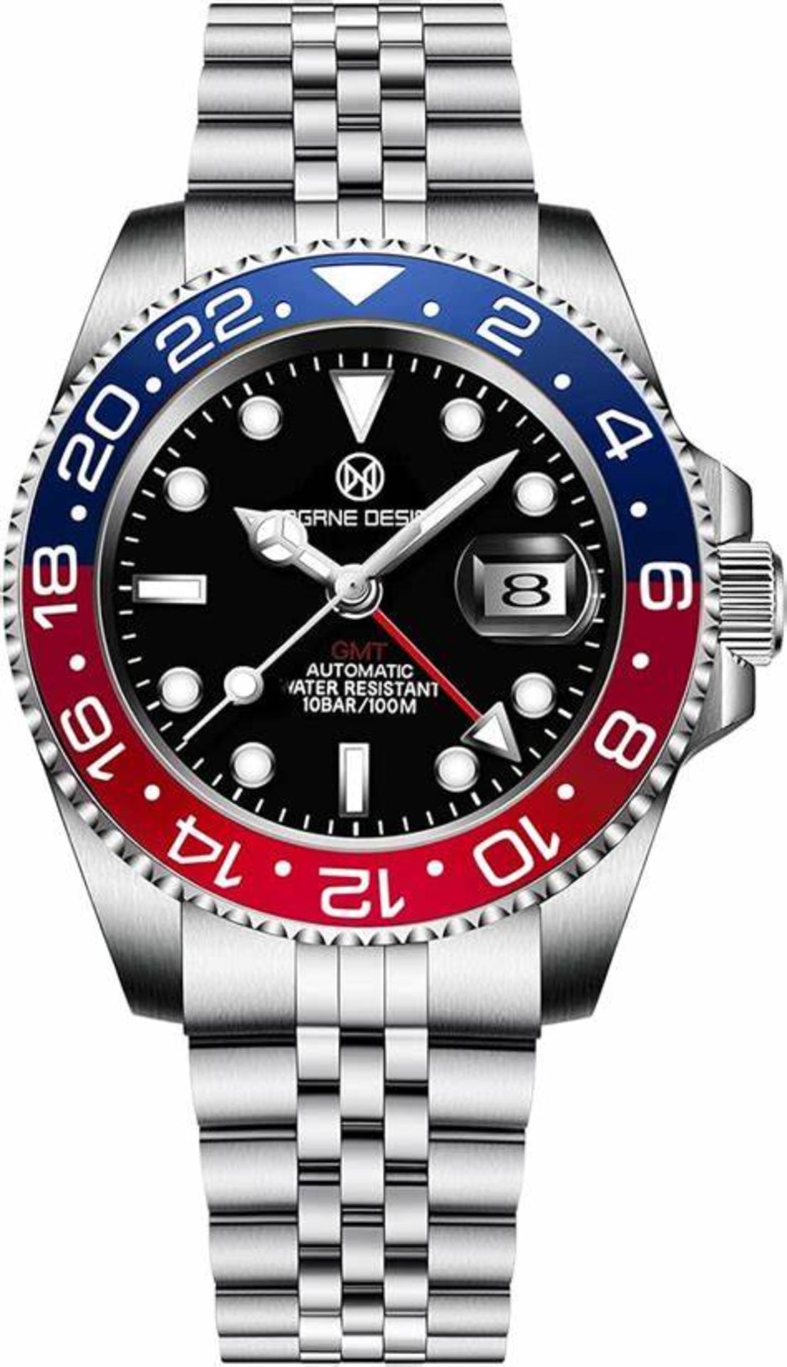 RRP £136.99 PAGRNE DESIGN Men's Watches GMT Automatic Wrist Watch