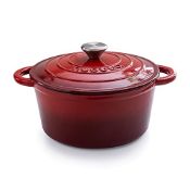 RRP £45.65 Cast Iron Pot with Lid Non-Stick Ovenproof Enamelled