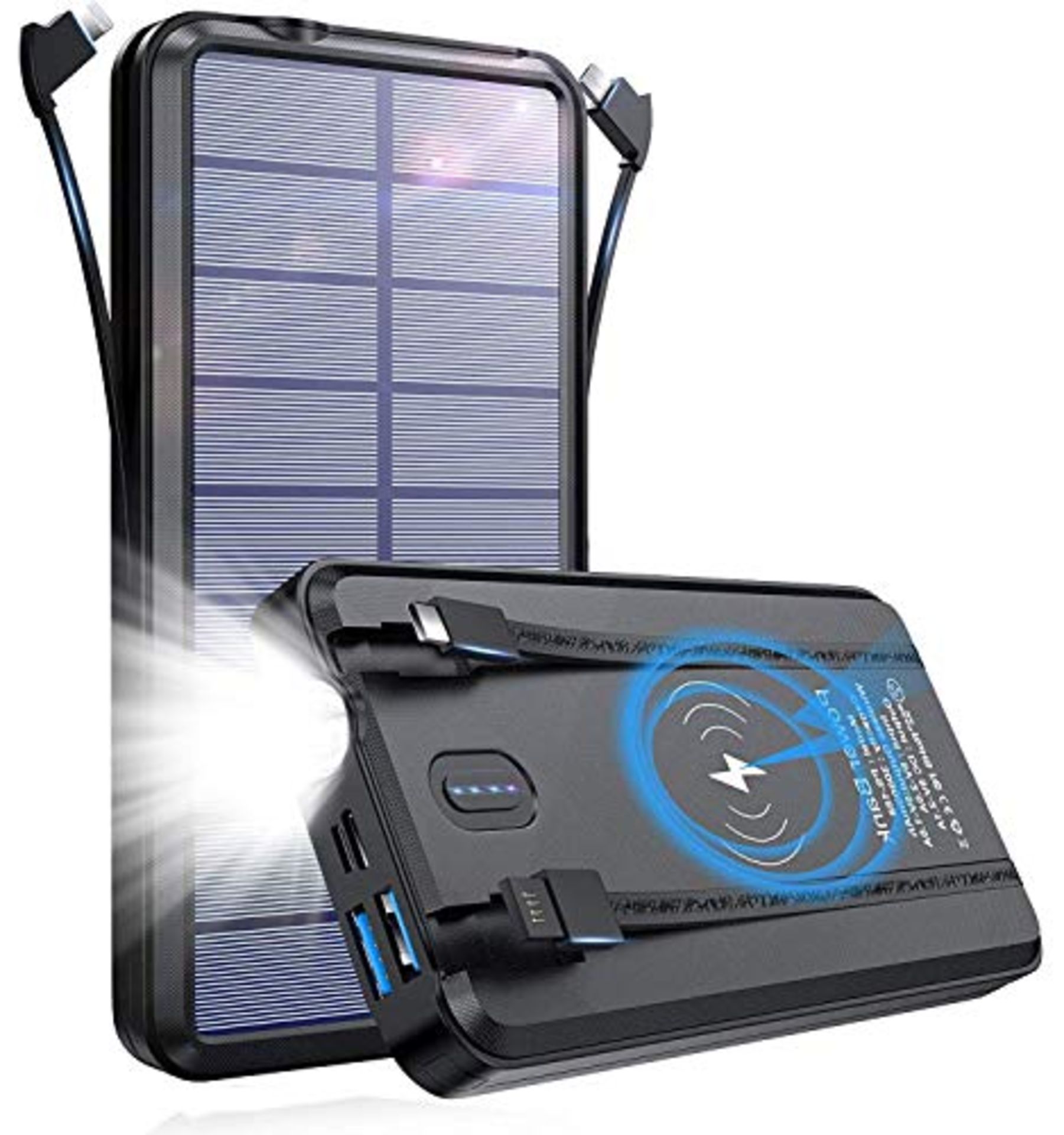 RRP £34.24 Power Bank Wireless 30000mAh Portable Charger Solar