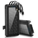 RRP £33.10 Portable Charger with Built in Cables Solar Power Bank