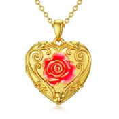 RRP £89.32 BRAND NEW STOCK SOULMEET Gold Filled Enamel Pink Rose Locket Necklace That Holds 2 Pictu