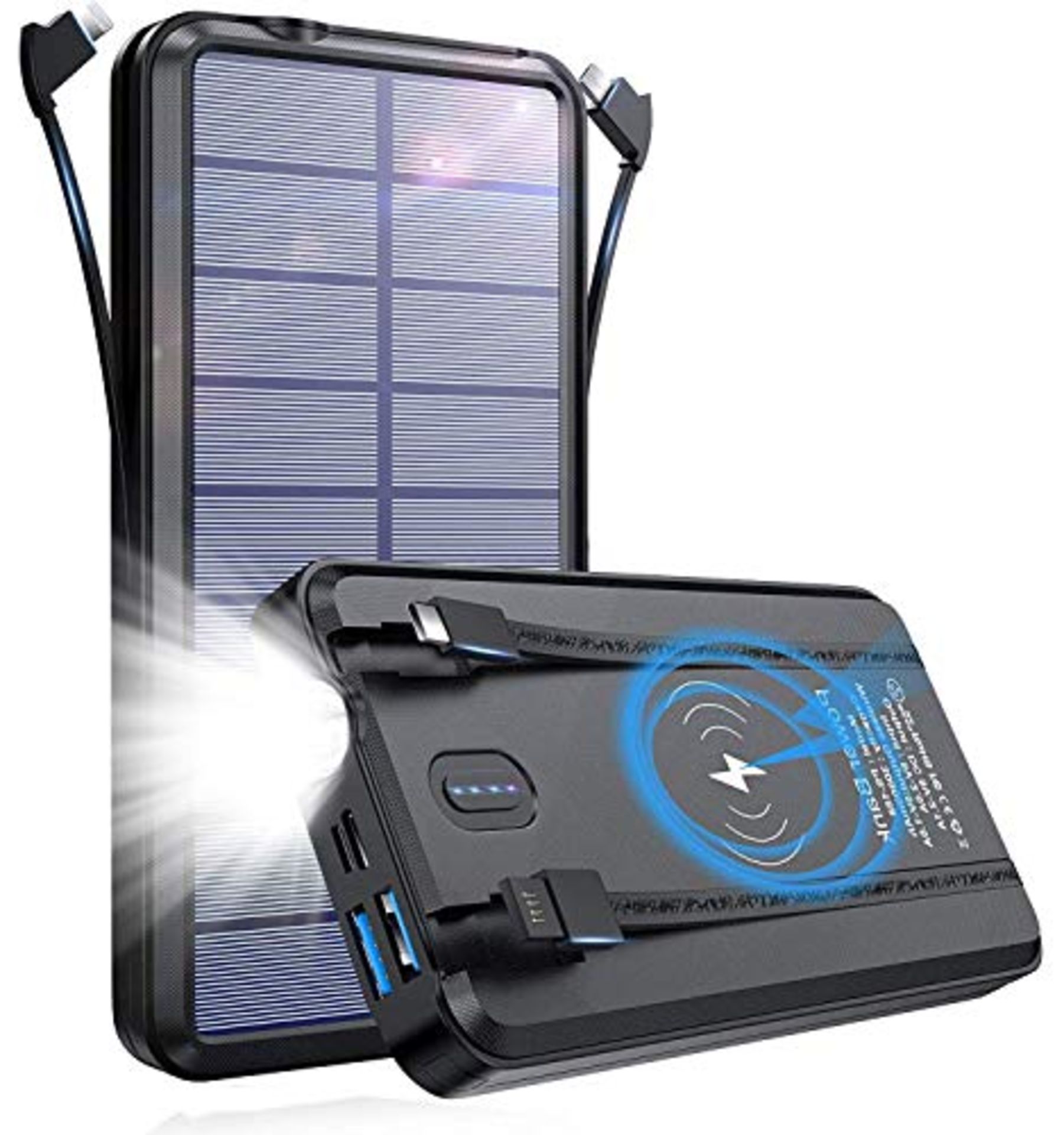 RRP £34.24 Power Bank Wireless 30000mAh Portable Charger Solar - Image 2 of 4