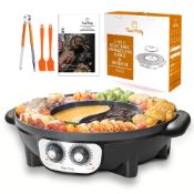 RRP £125.57 Food Party Hot Pot Electric with BBQ Grill Hotpot Chinese