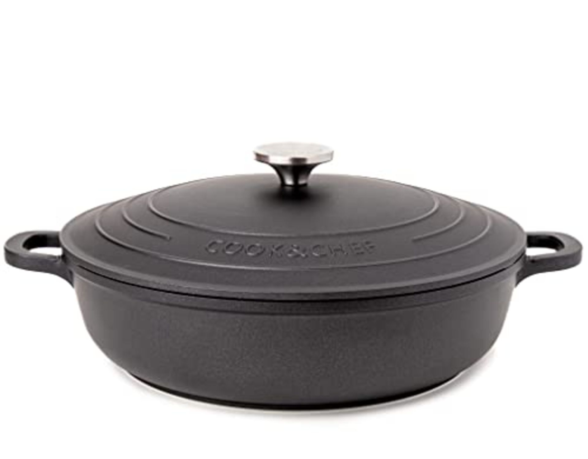 RRP £38.80 Non-Stick Aluminium Pot with Lid Sturdy Shallow - Image 2 of 4