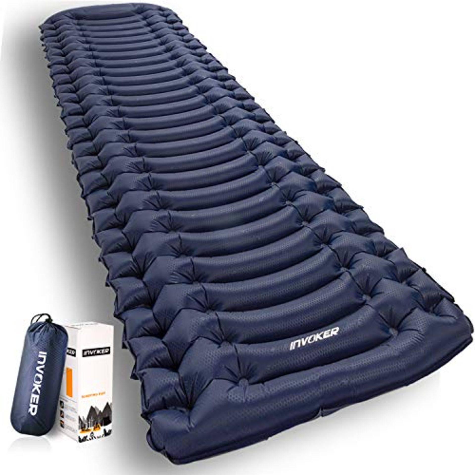 RRP £38.80 Ultralight Inflatable Camping Sleeping Pad - Mat with Built-in Foot Pump
