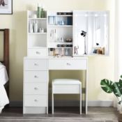 RRP £188.38 Puselo White Dressing Table Vanity Table with Mirror